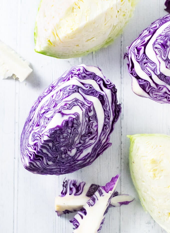 Cut cabbage core.