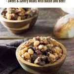 Cowboy Beans with beef and bacon. #beans #bacon #beef