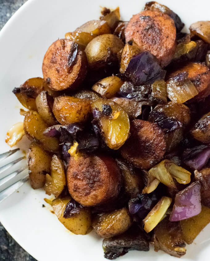 How to make fried cabbage and potatoes.