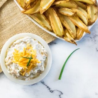 Loaded baked potato dip with wedges