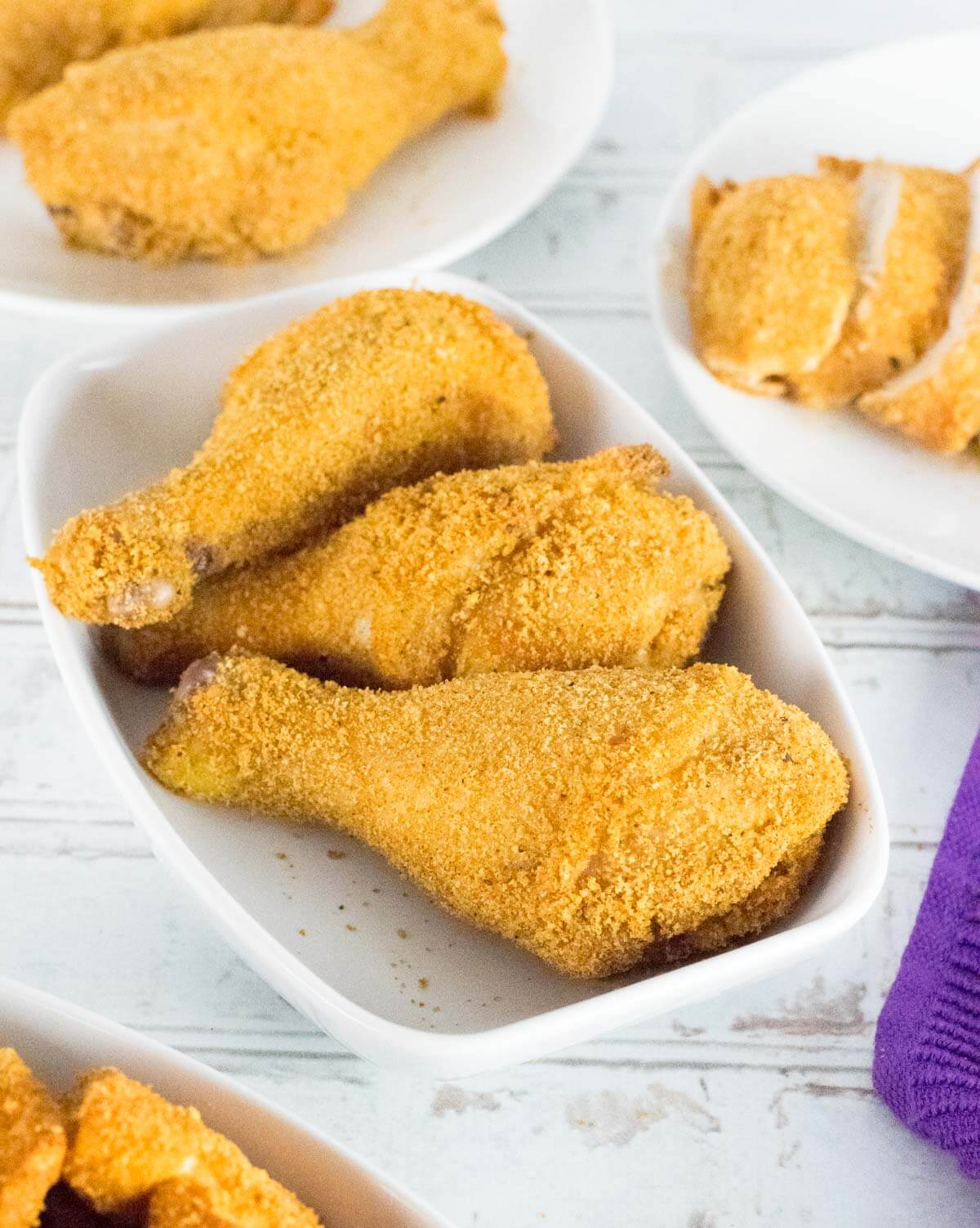 Homemade shake and bake chicken dumsticks.