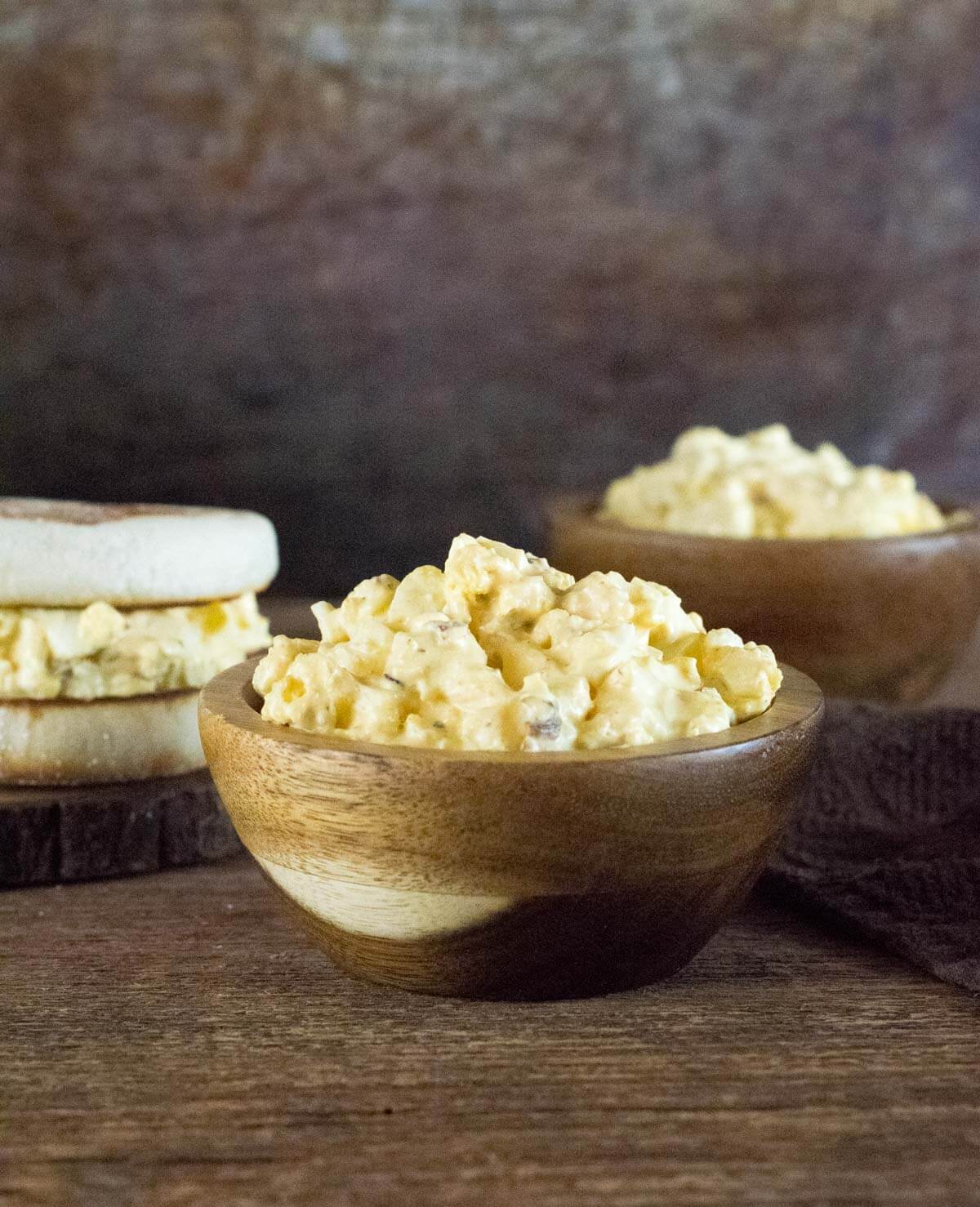 Spicy Egg Salad shown in two bowls.