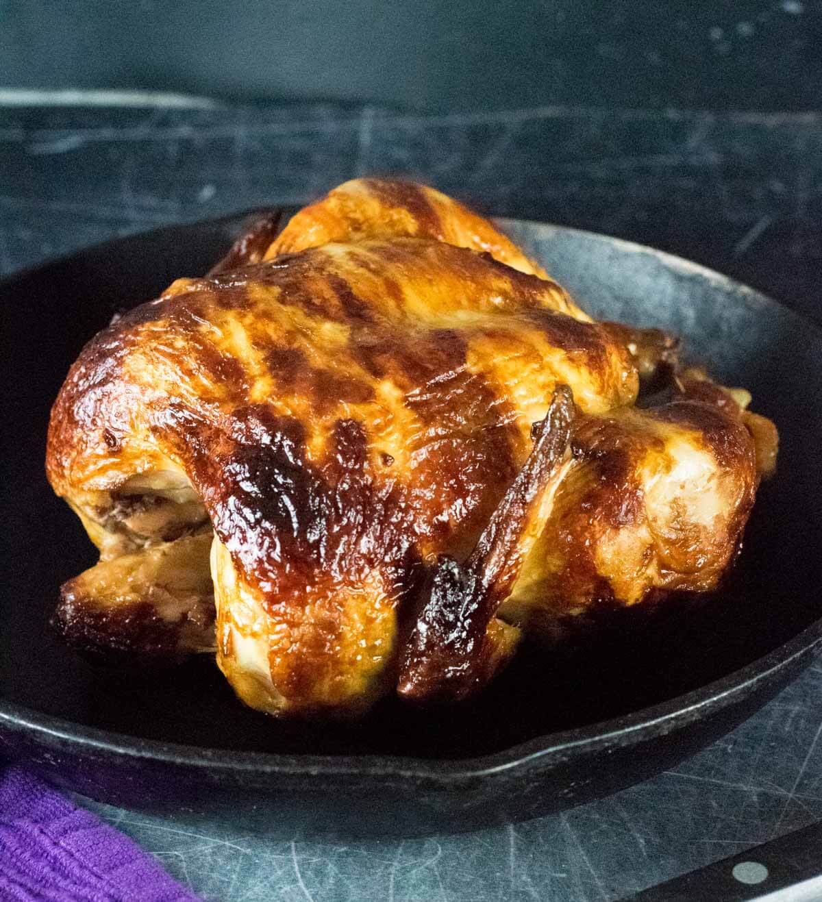 Rotisserie Chicken shown close up.