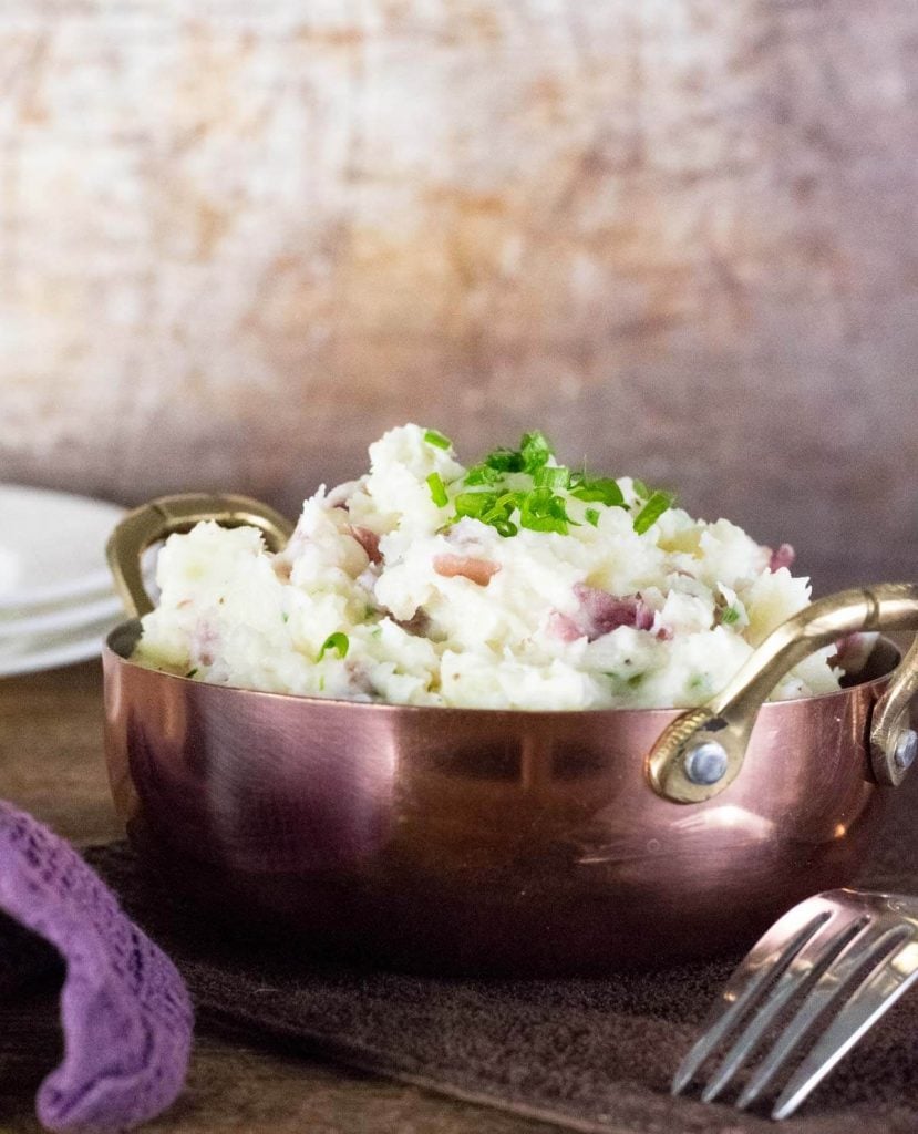 Steakhouse Mashed Potatoes in copper bowl.