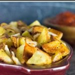 Roasted potatoes and onion