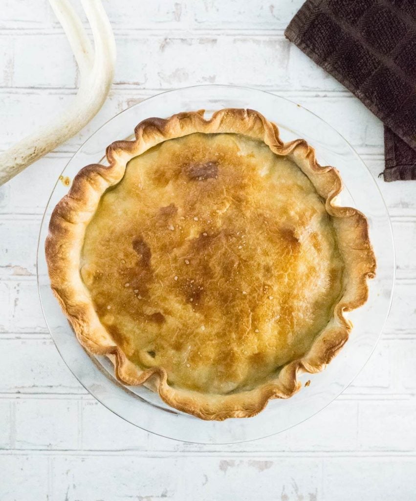 Double crust pot pie shown from above.