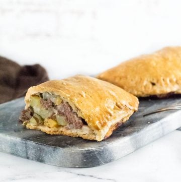 Michigan Pasties cut open to show filling.