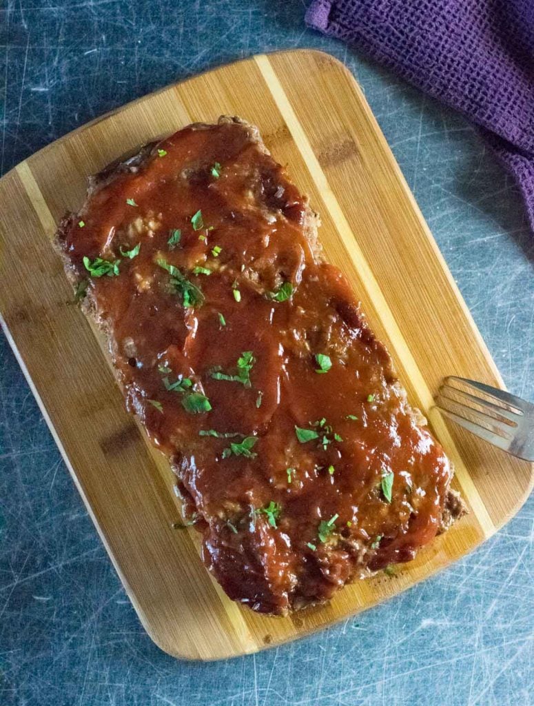 Meatloaf made with oatmeal viewed from above.