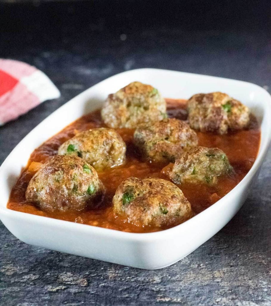 Sausage meatballs served for dinner. 