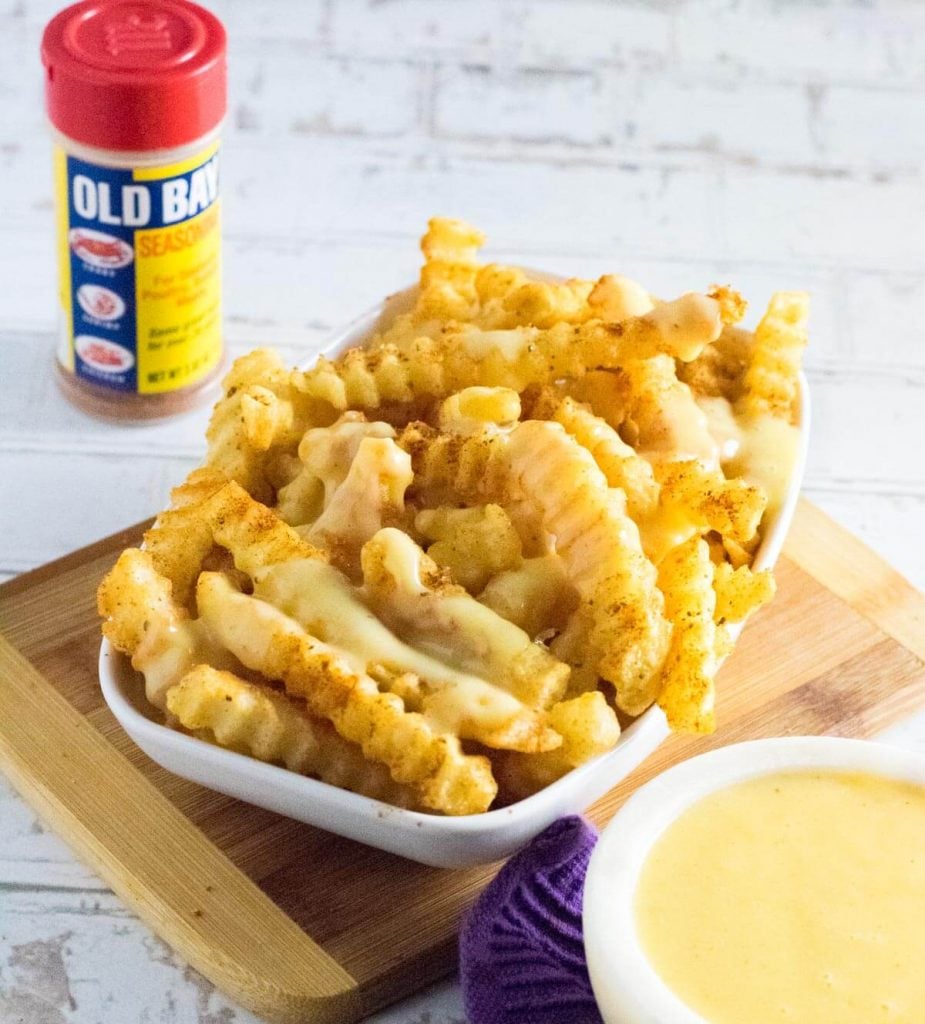 Old Bay Crab Fries in serving dish.