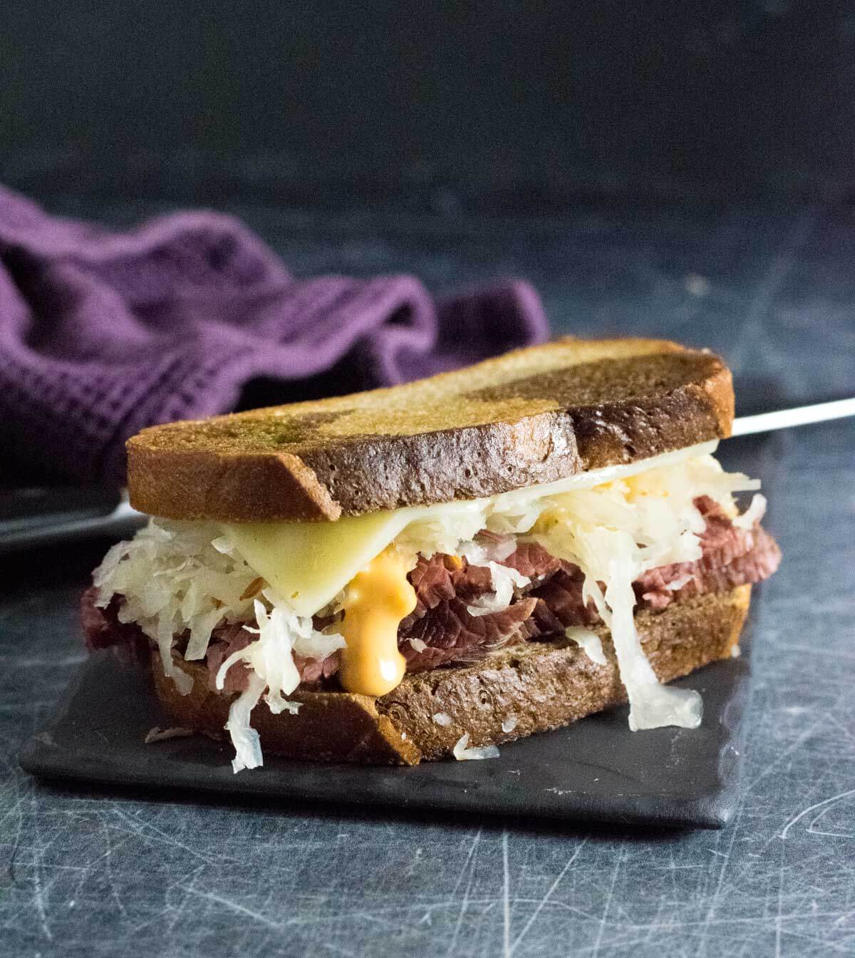 Corned venison sandwich.