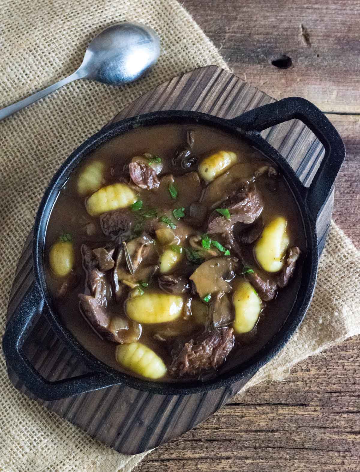 Slow cooker venison stew.