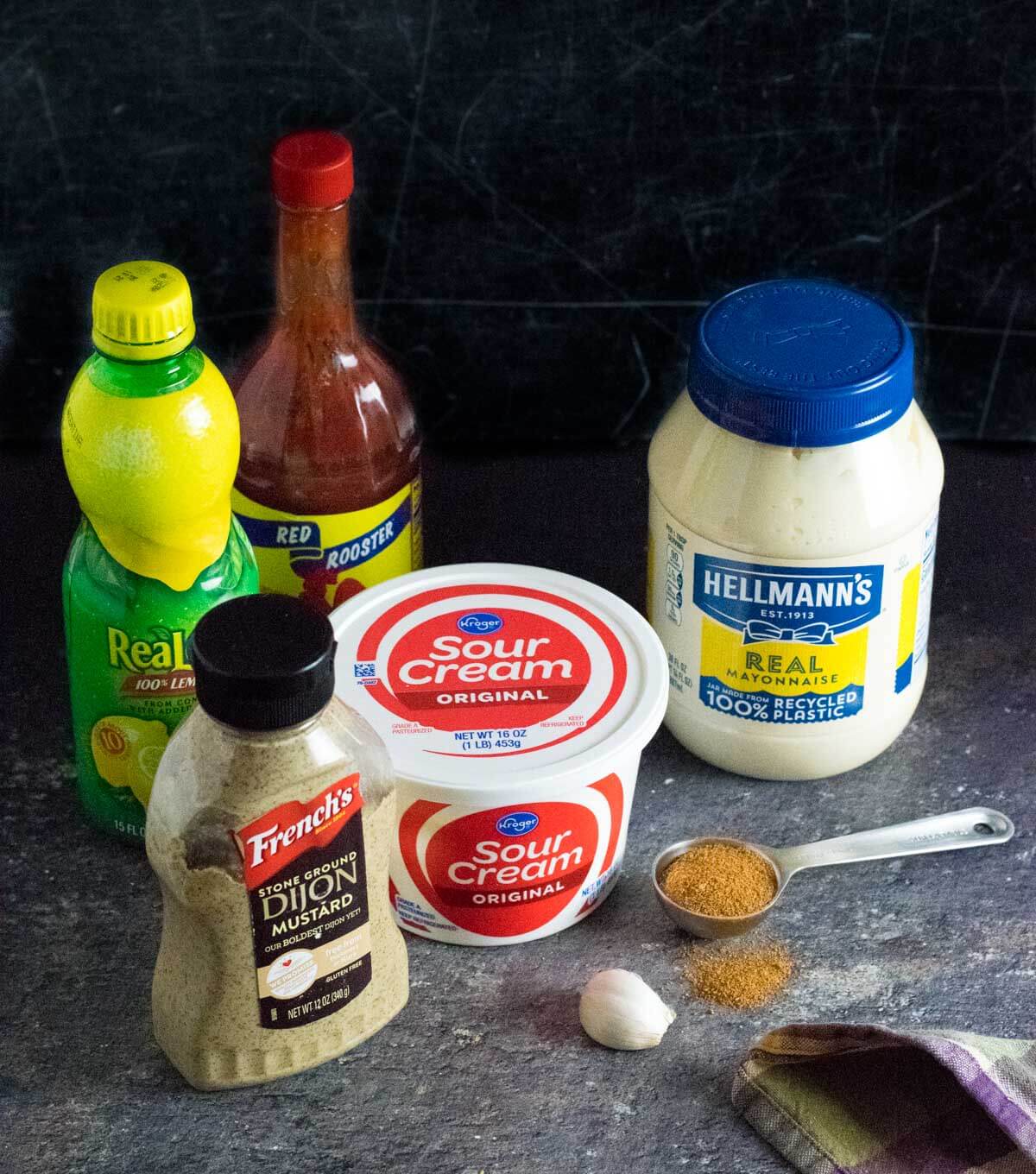 Showing ingredients for Cajun dipping sauce recipe.