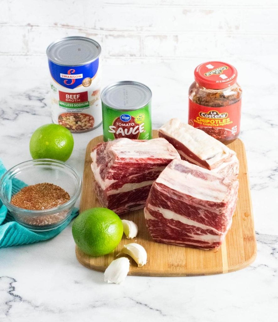 Showing ingredients for Mexican short ribs.