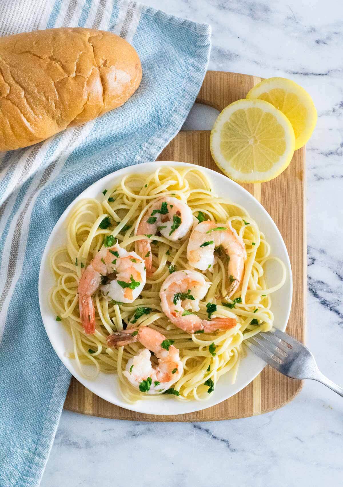 Shrimp scampi without wine.