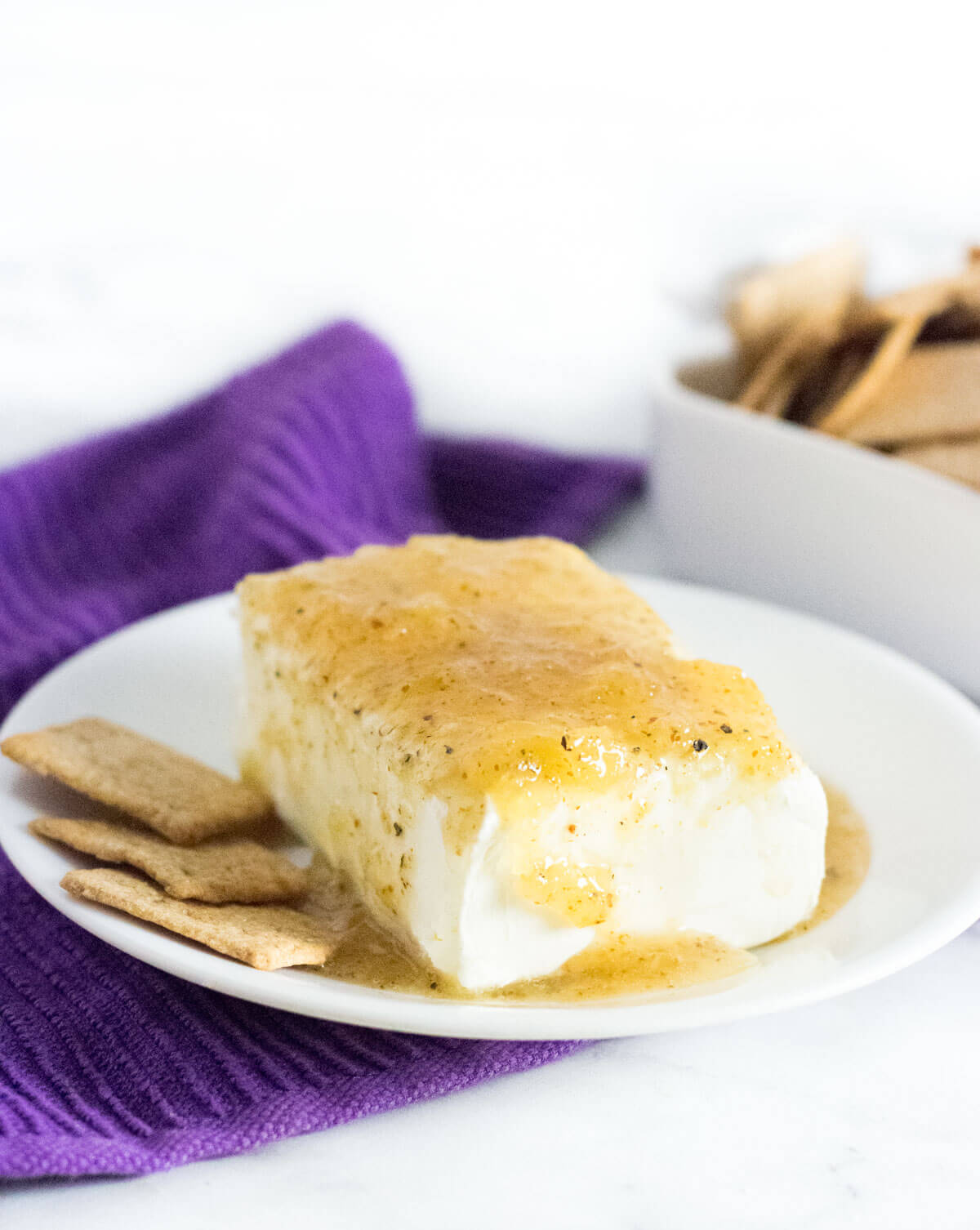 Jezebel sauce with cream cheese.