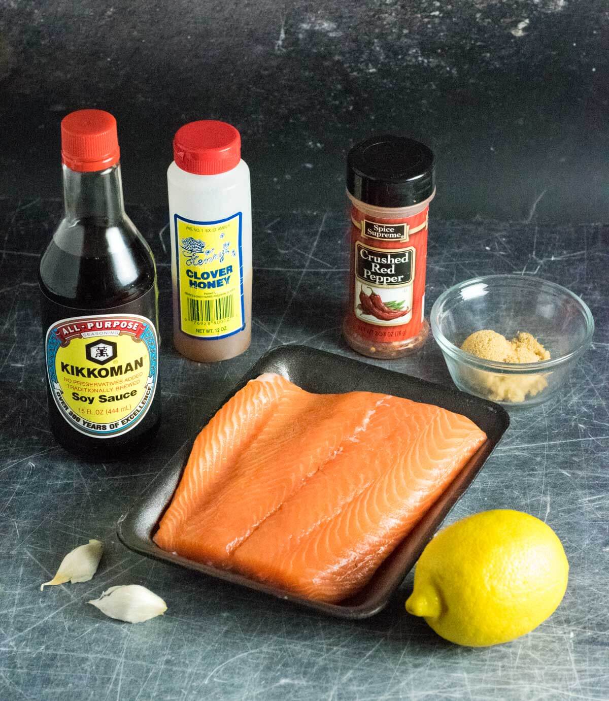 Showing ingredients for salmon bites.