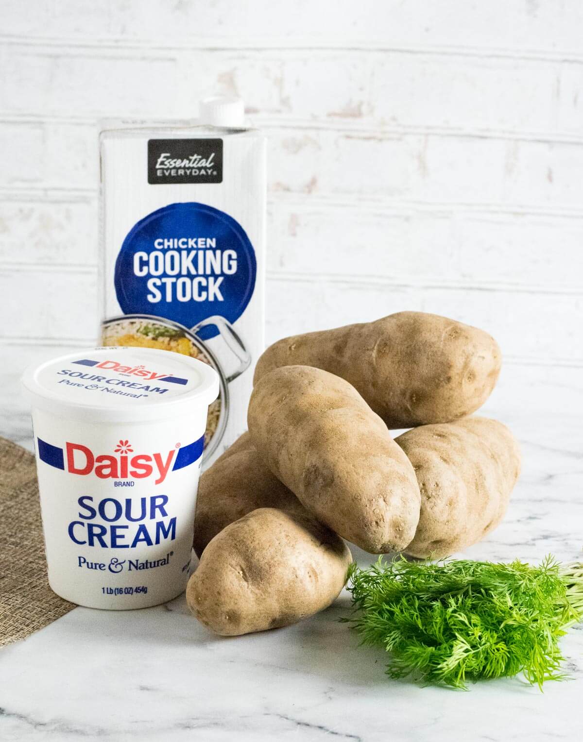 Showing ingredients for potato soup.