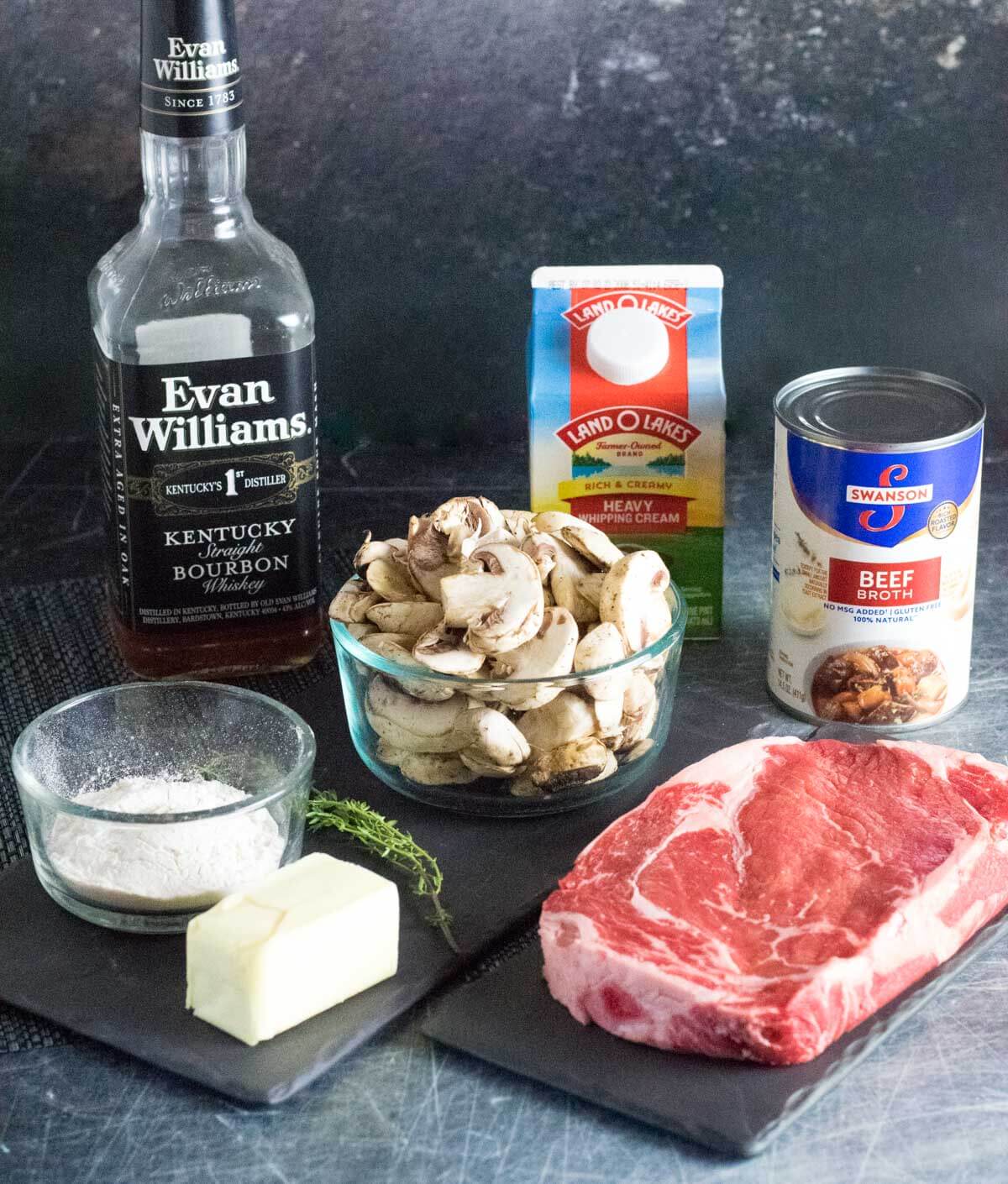 Ingredients for making steak gravy.