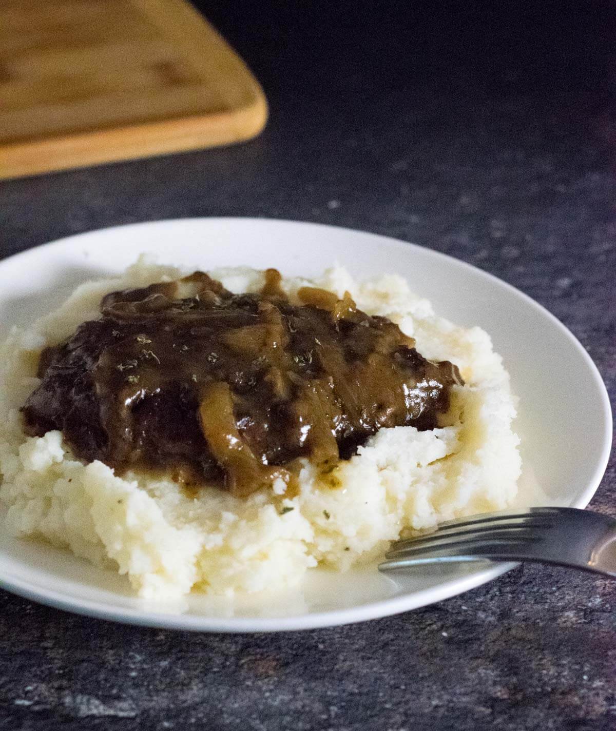 Baked cube steak.