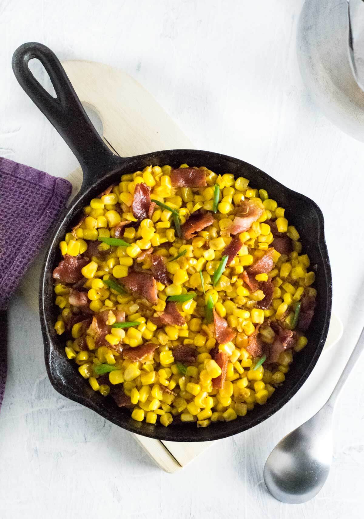 Fried corn with bacon.