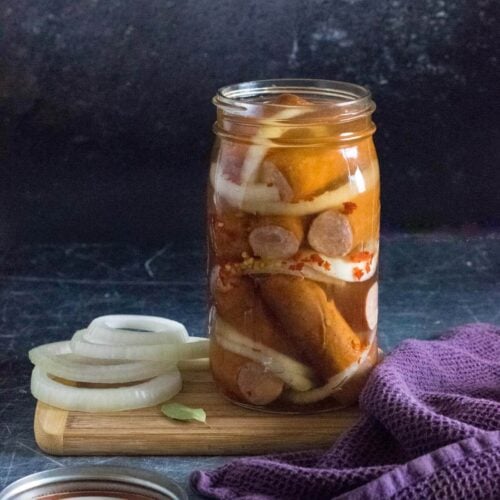 Pickled sausage recipe.