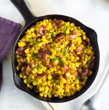 Southern fried corn recipe with bacon.