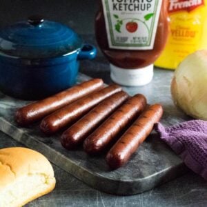 Smoked hot dogs recipe.