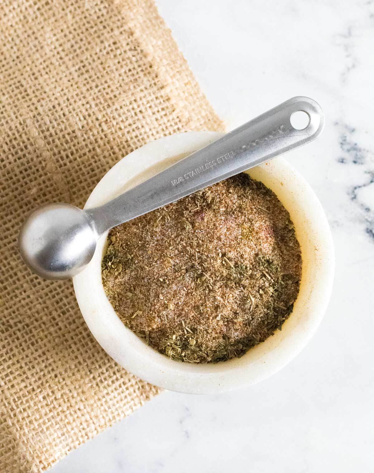 Homemade French fry seasoning in a bowl.