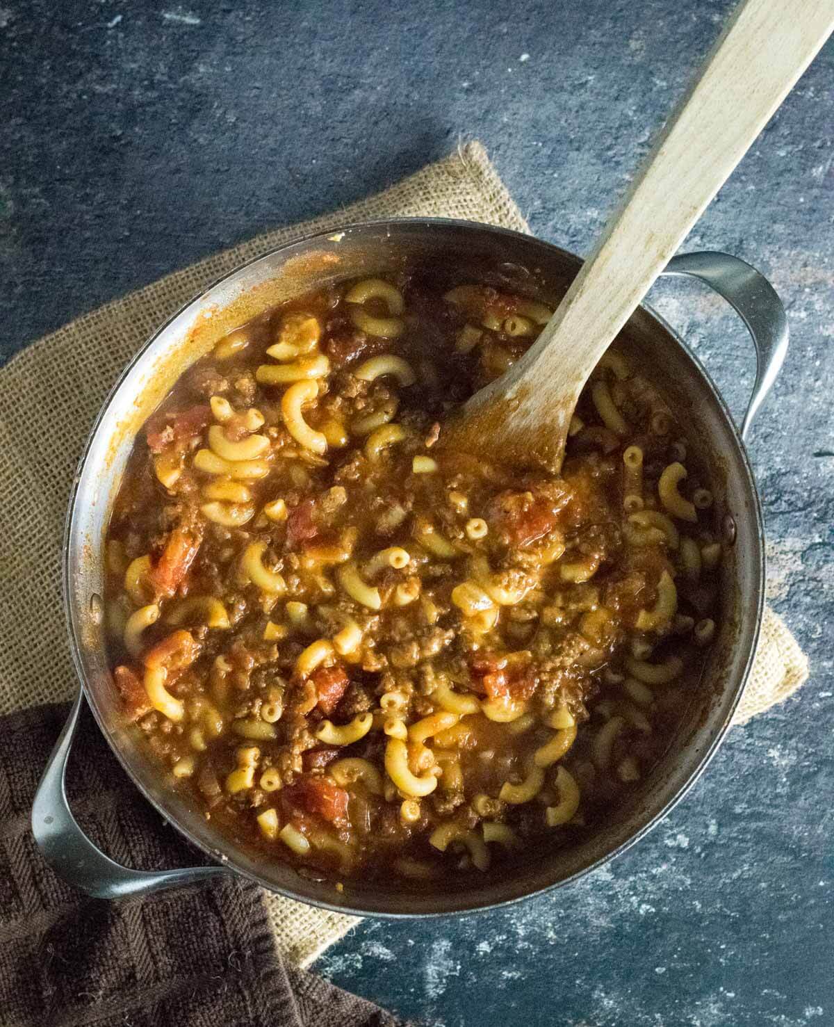 Making goulash with venison.