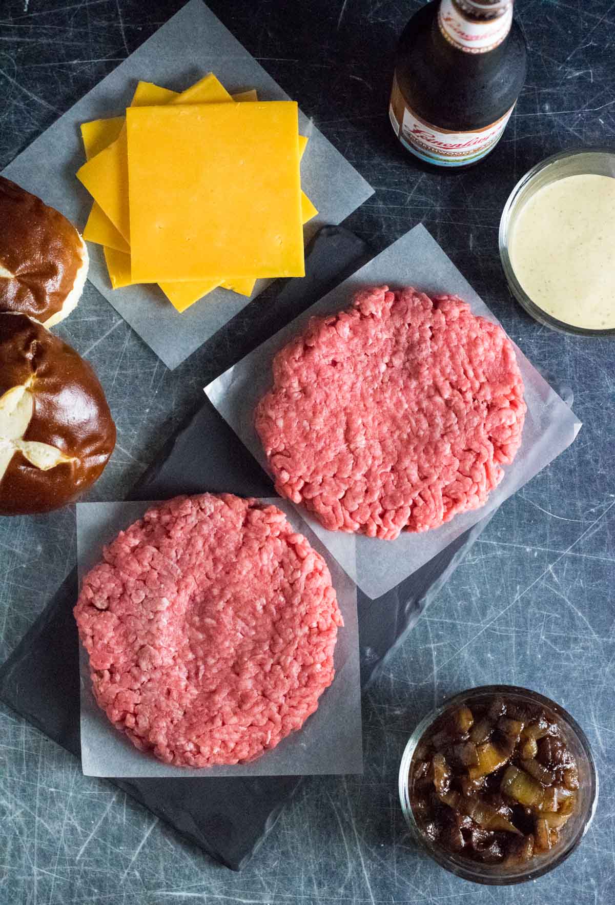 Making pub burgers.