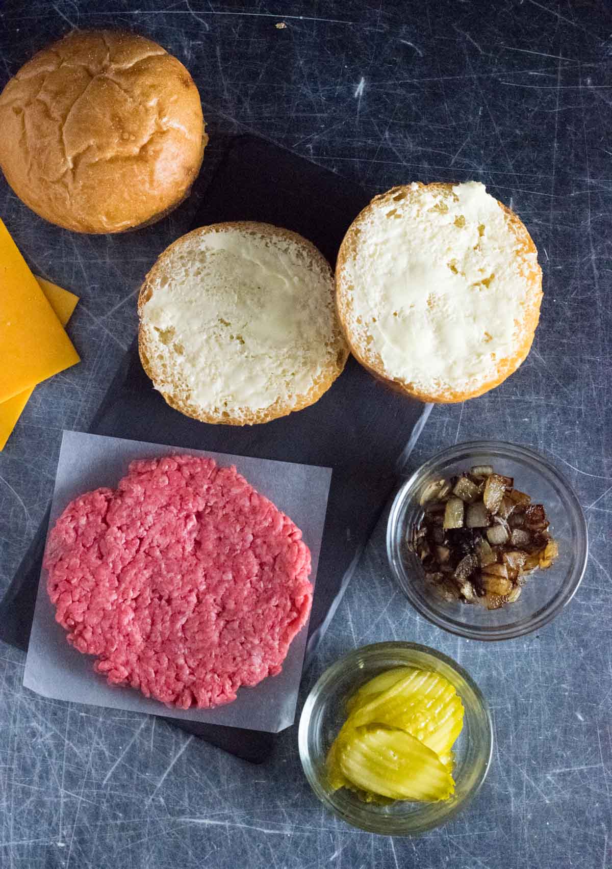 Showing Wisconsin butter burger ingredients.
