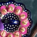 Beet pickled deviled eggs.