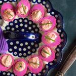 Beet pickled deviled eggs recipe.