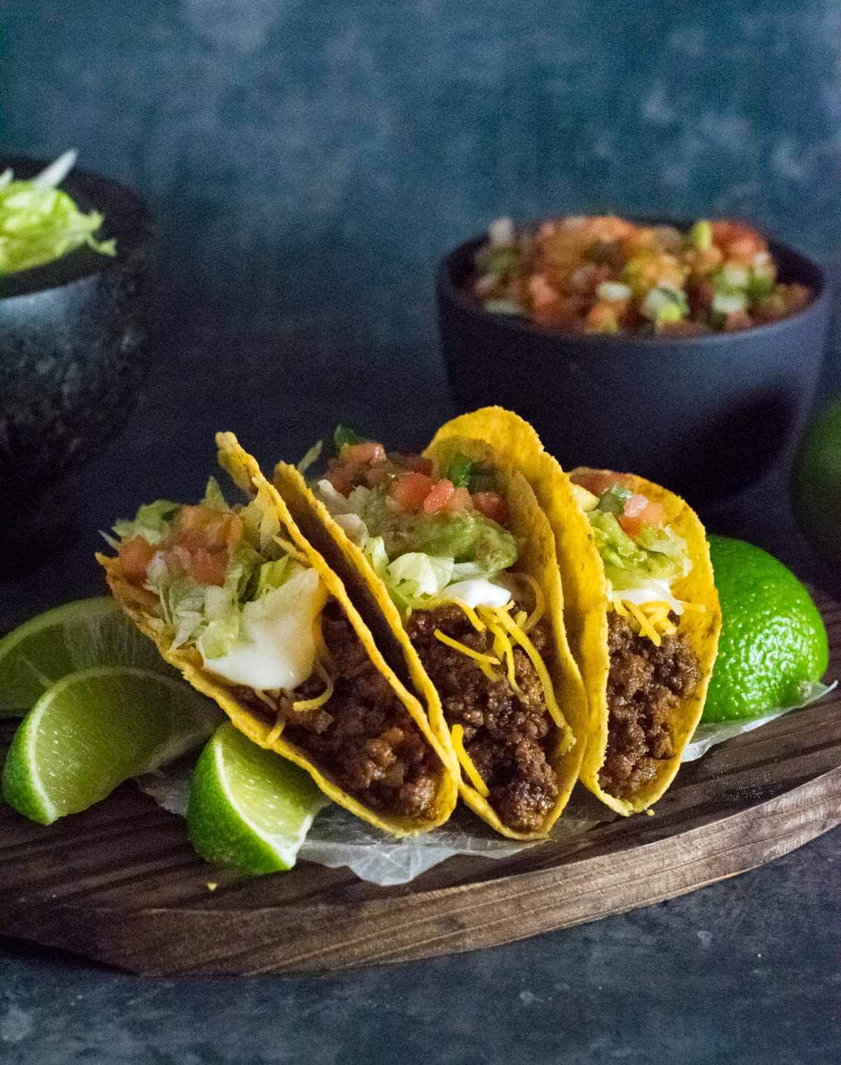 Ground venison tacos.