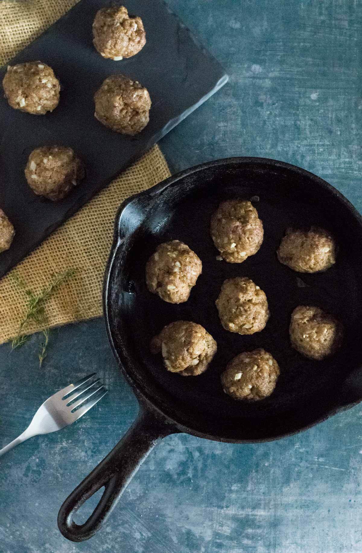 Serving Wagyu ground beef meatballs.