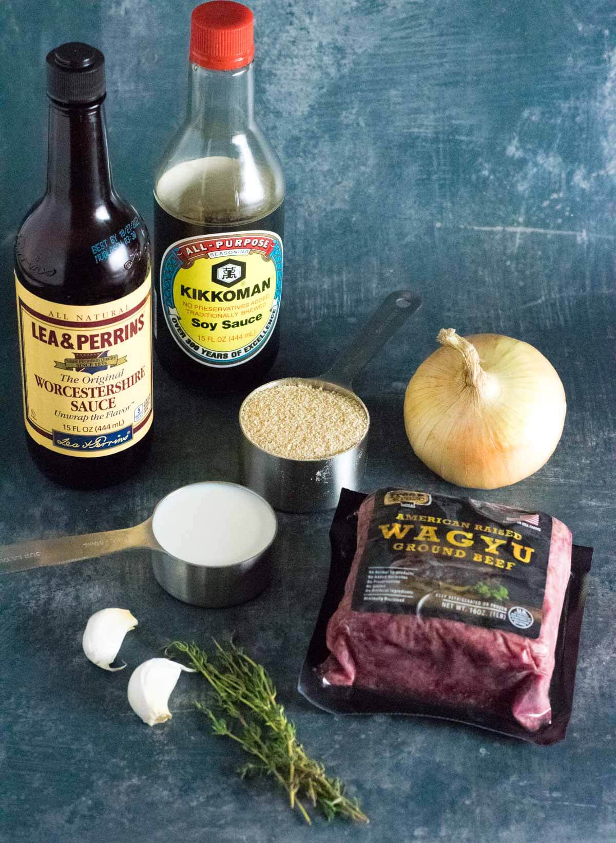 Showing ingredients for Wagyu meatballs.