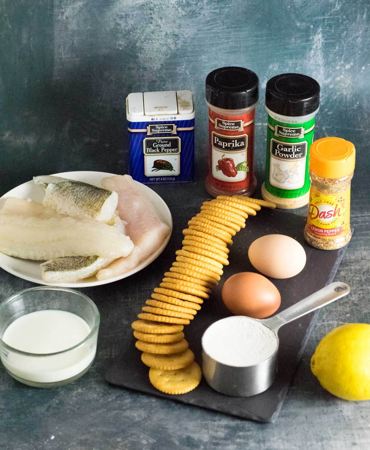 Showing ingredients for frying walleye.