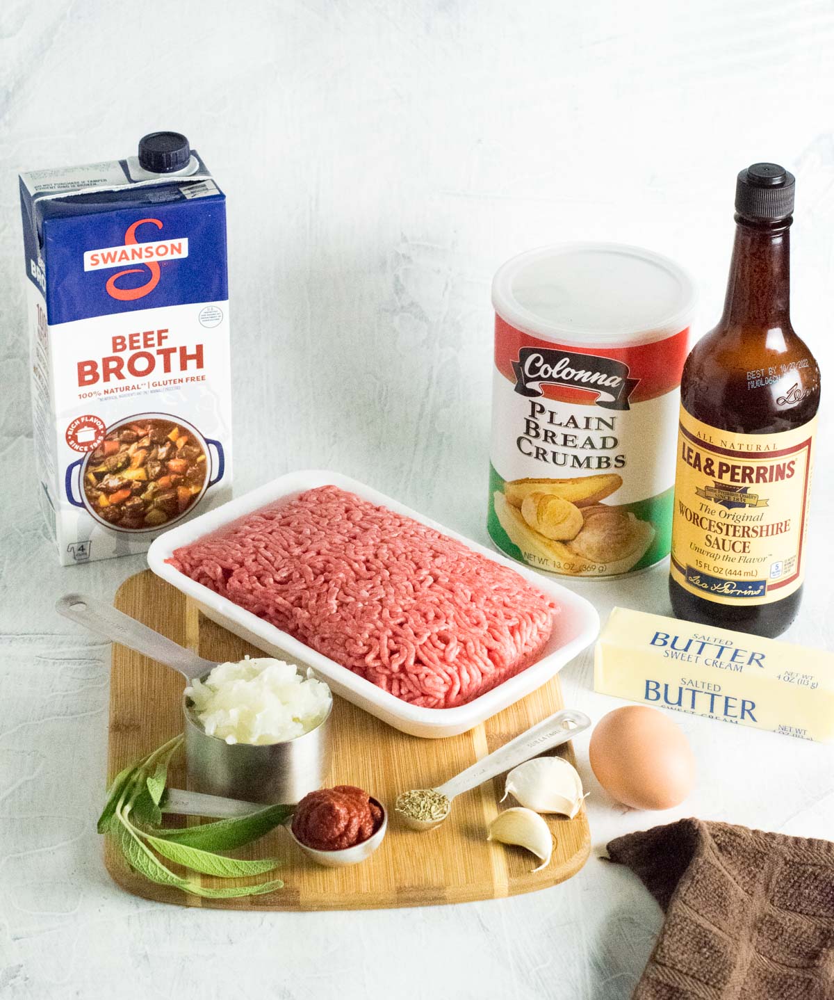 Showing ingredients for Meatloaf with gravy.