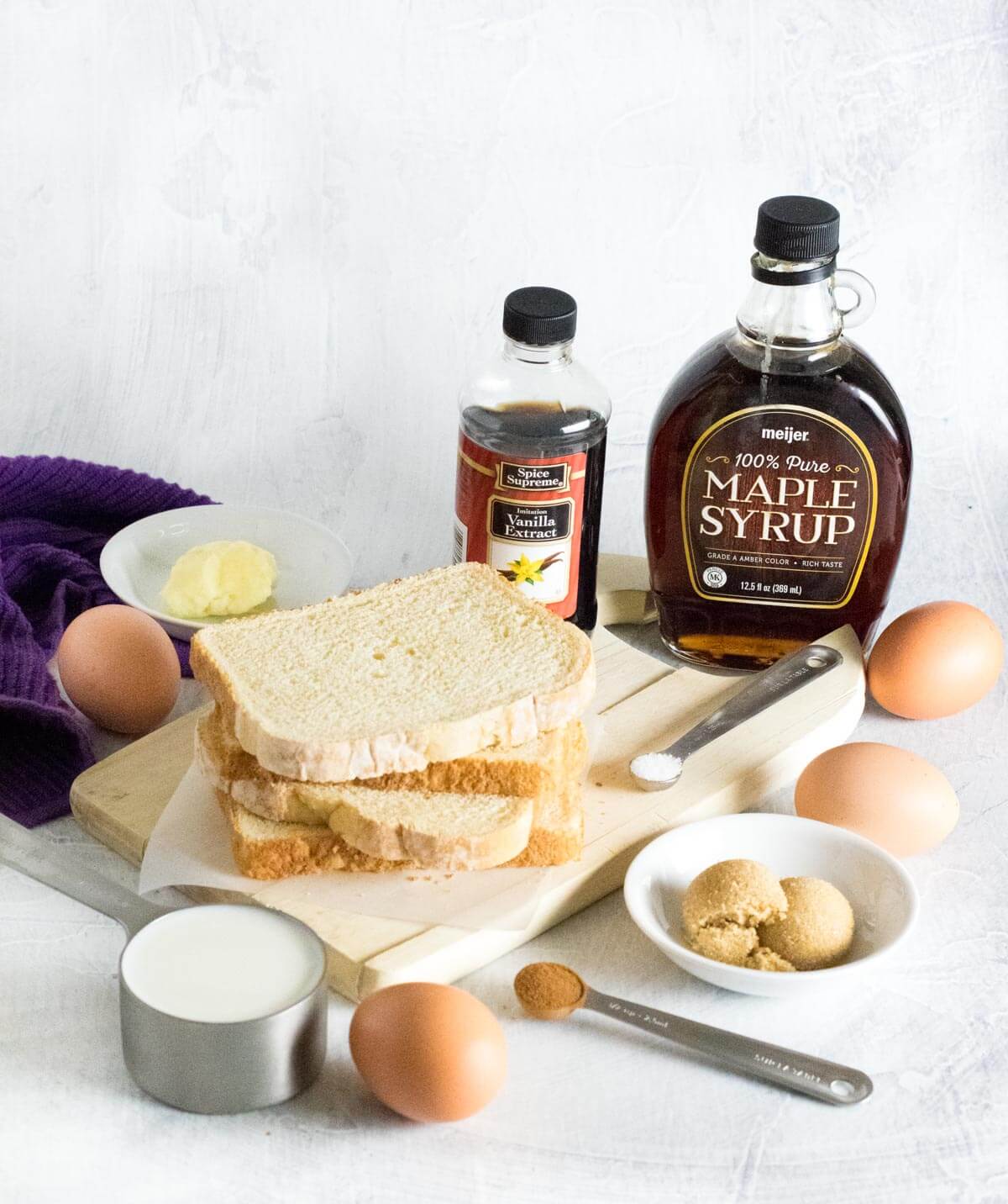 Showing ingredients for Sourdough French Toast.