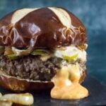 Cheese-stuffed burger recipe.