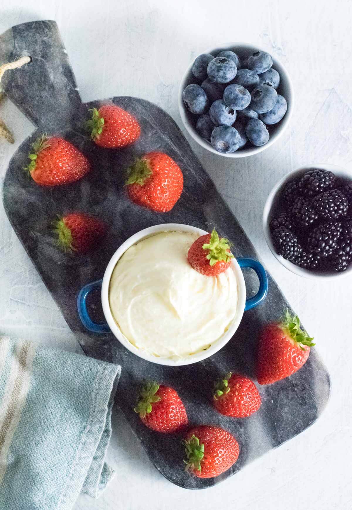 Serving Cool Whip Fruit Dip.