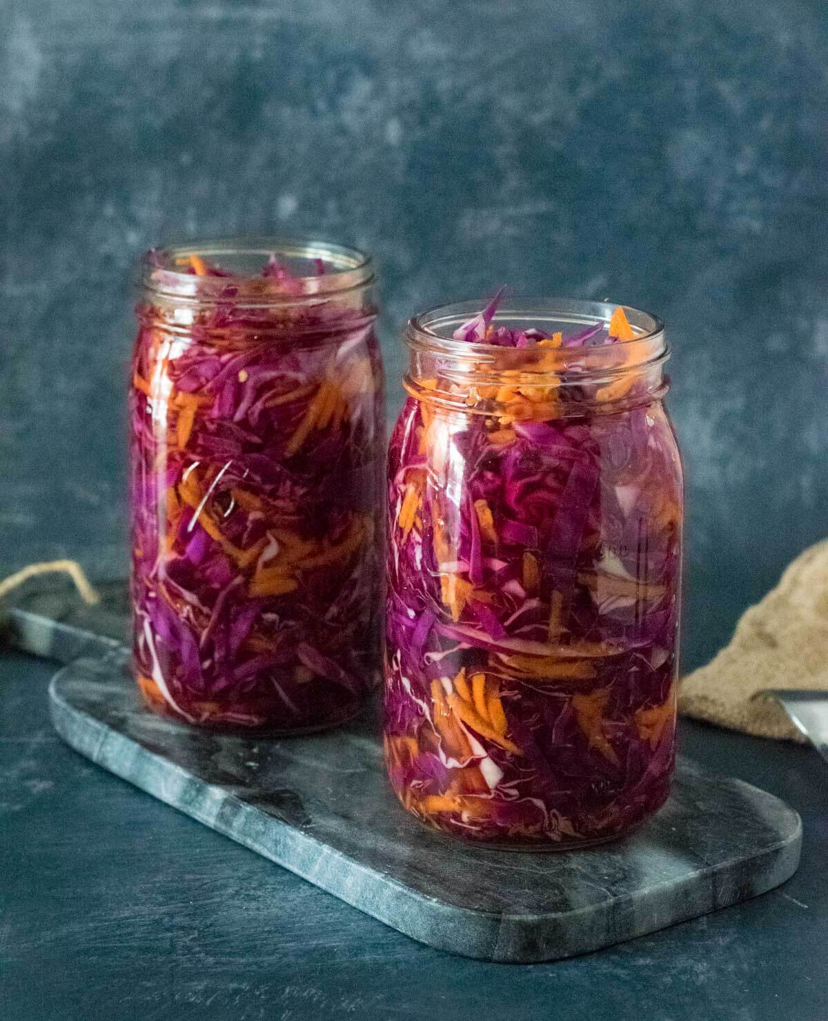 Homemade pickled cabbage.