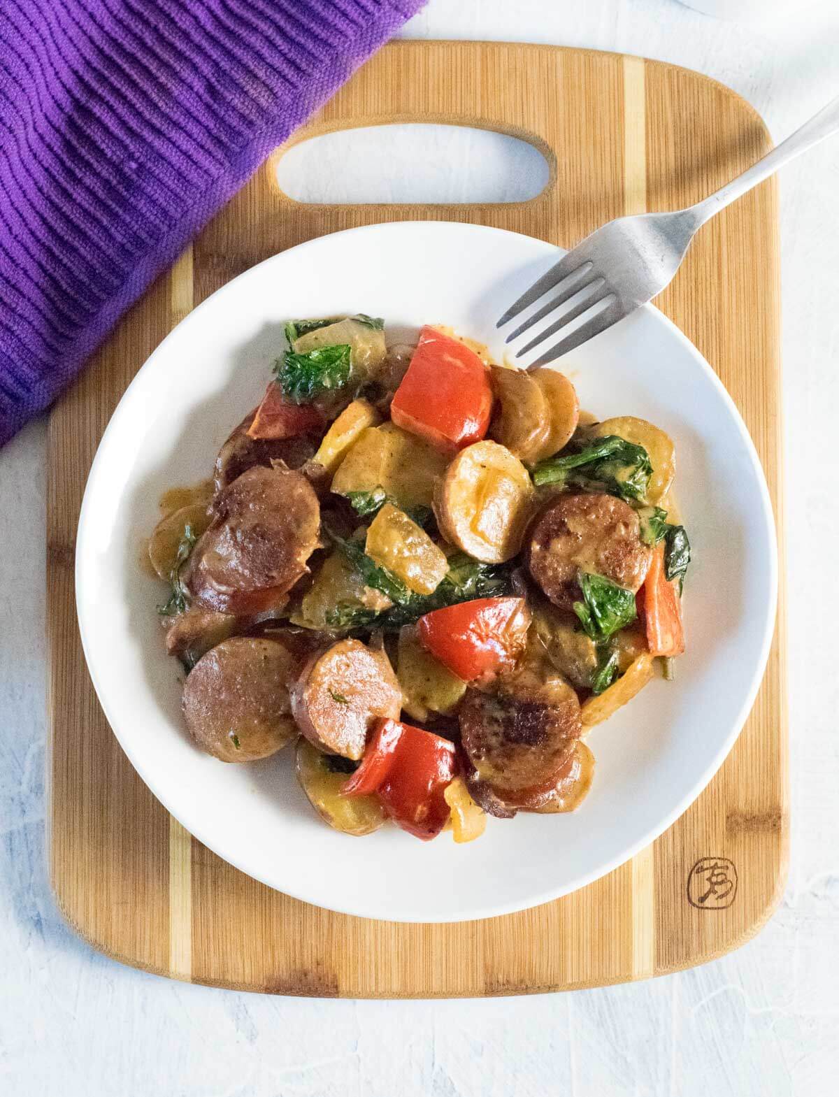 Kielbasa and potatoes skillet.