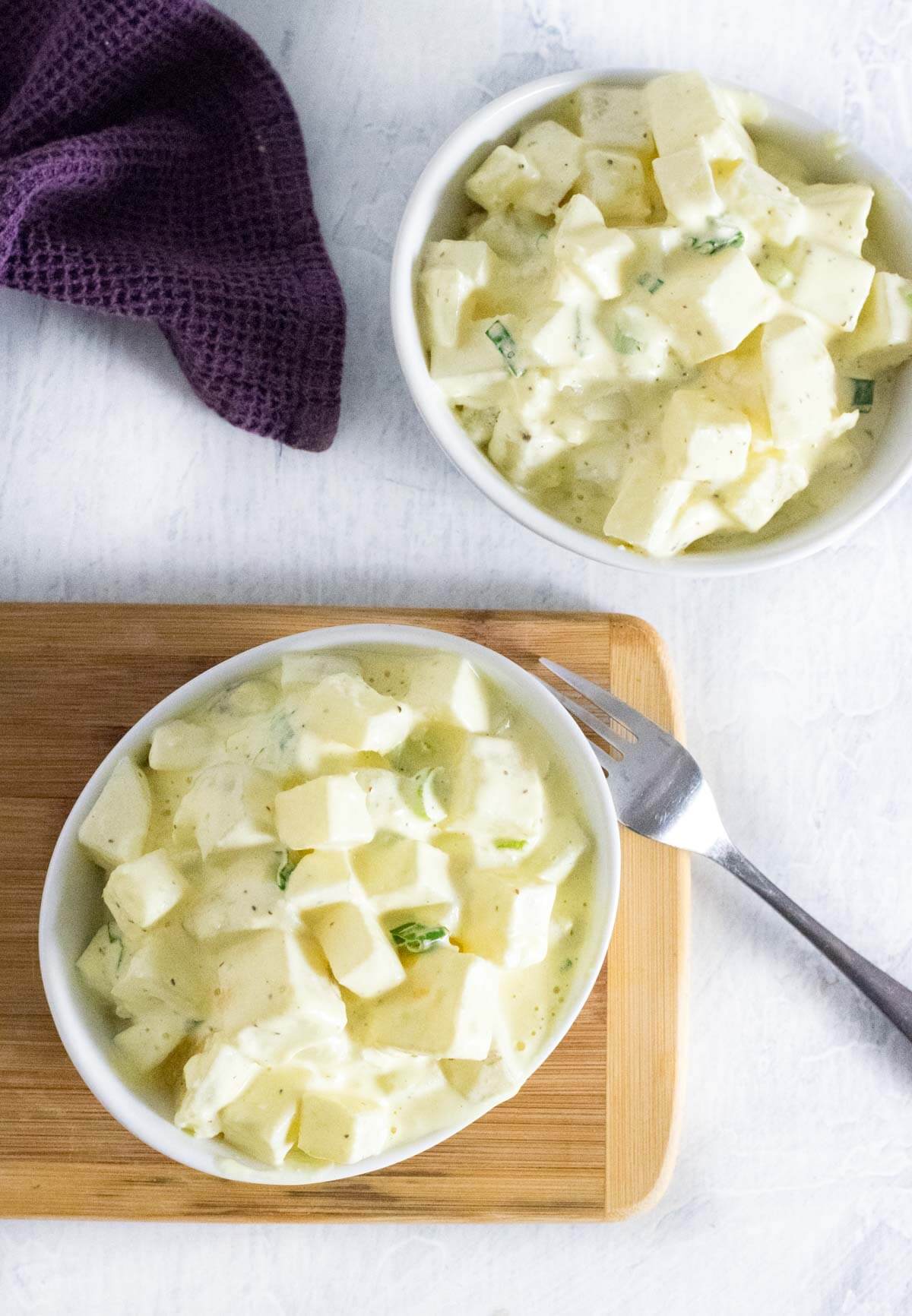 Potato salad with sour cream.