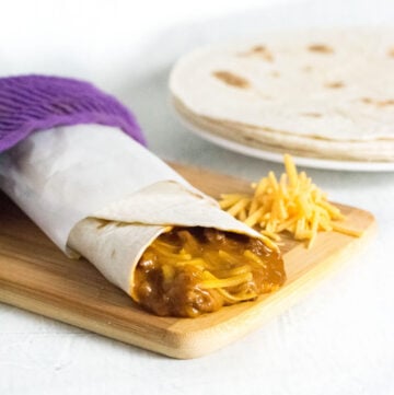 Easy chili cheese burrito recipe.