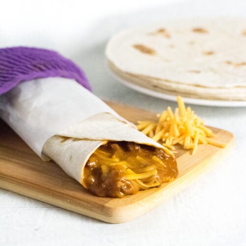 Easy chili cheese burrito recipe.