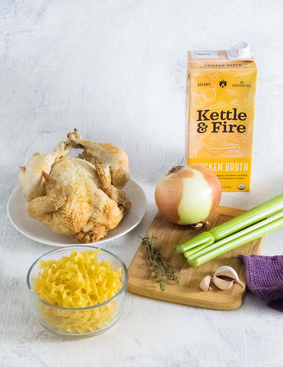 Showing ingredients for Rotisserie chicken noodle soup.