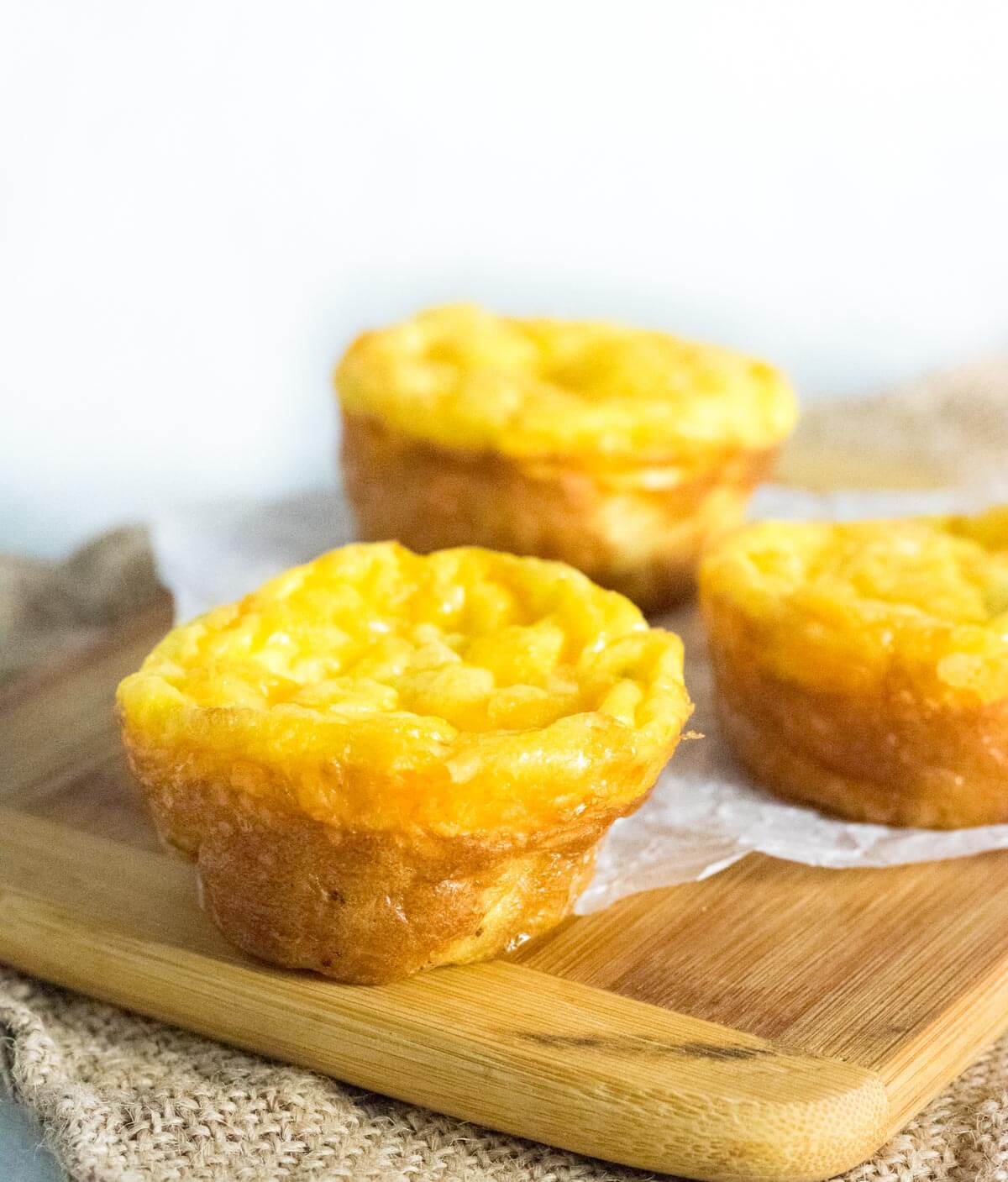 Cheesy bacon egg muffins.