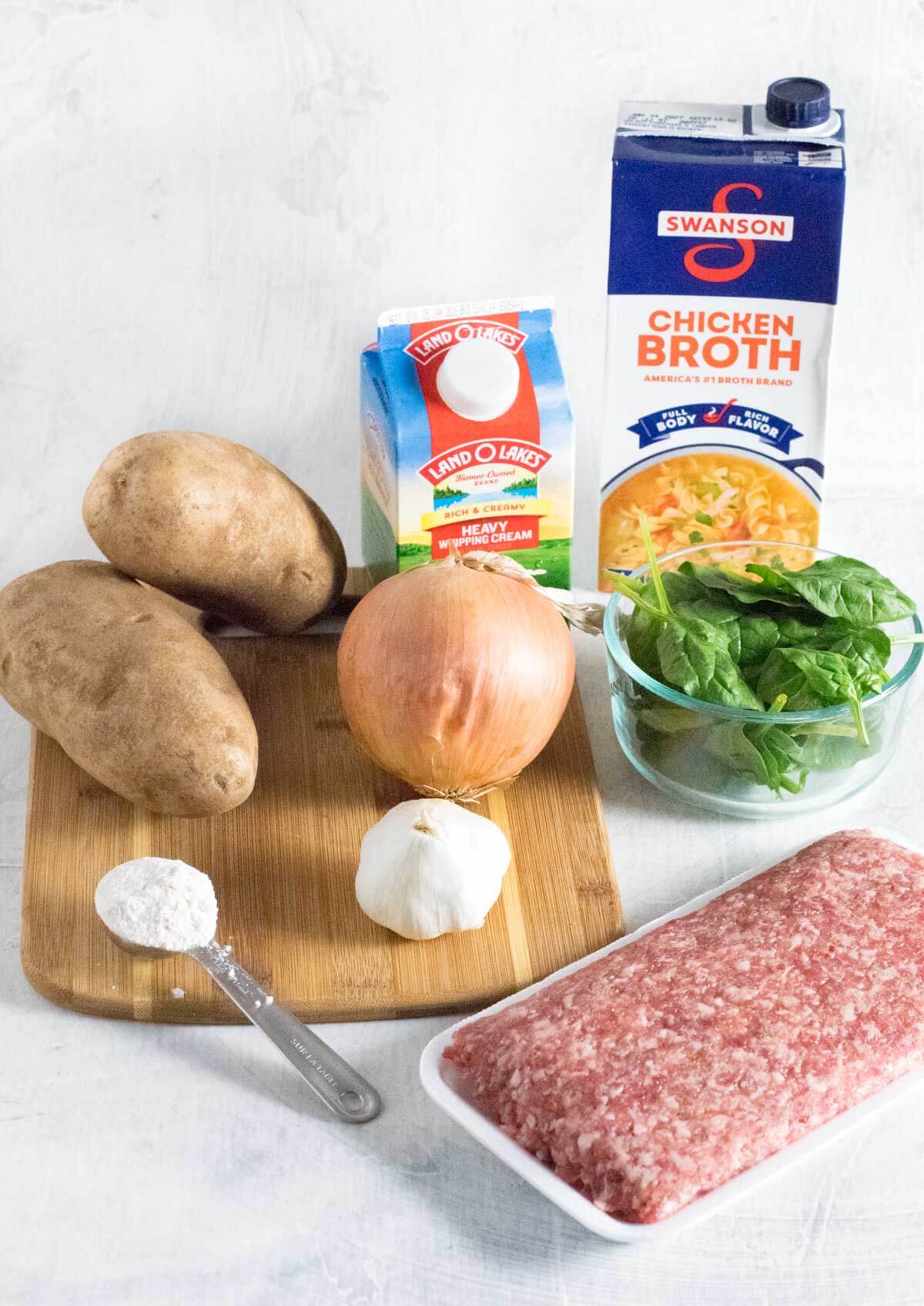 Showing ingredients for Italian Sausage Potato Soup.